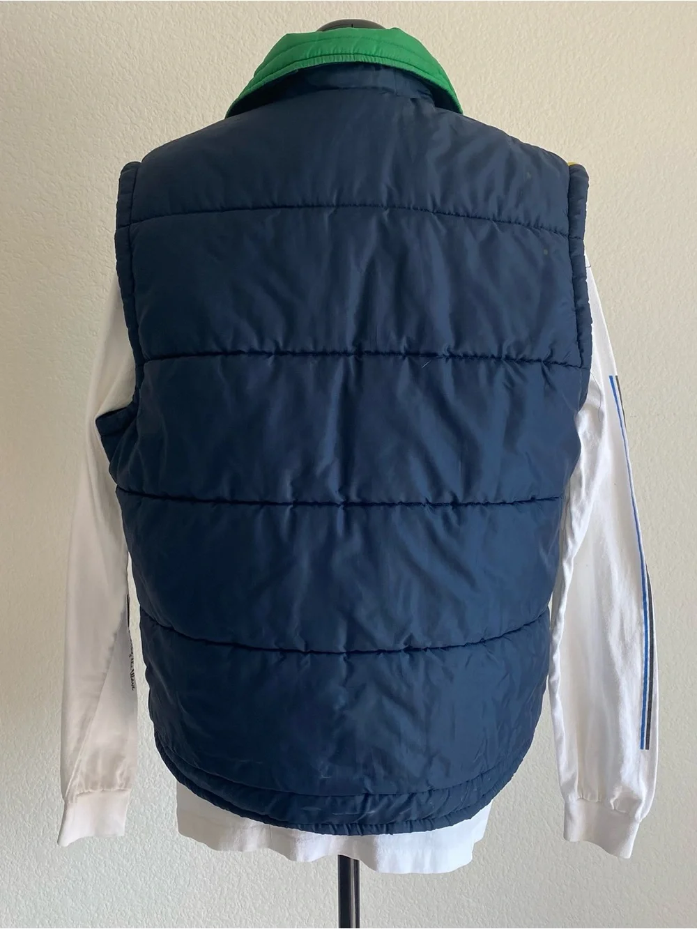 Vintage Sears Outerwear blue yellow navy colorblocking puffer vest, L